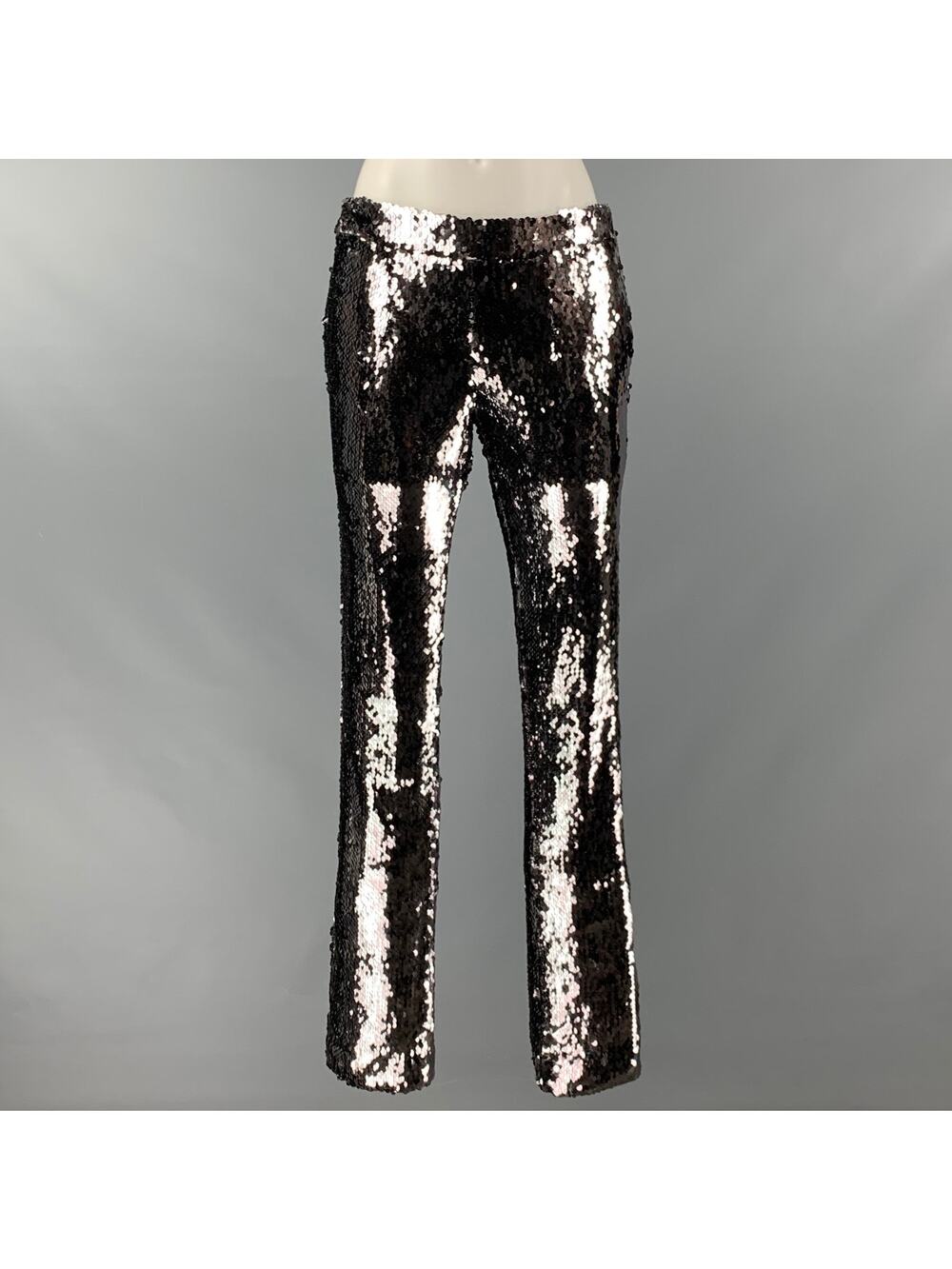 SALLY LAPOINTE Size M Silver Sequined Dress Pants